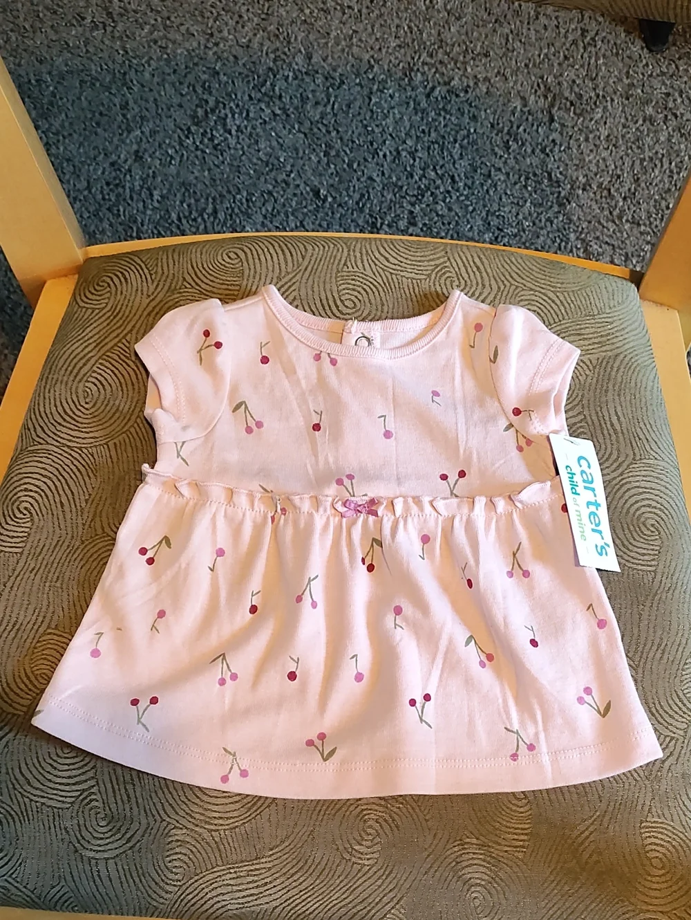 Carter's Child Of Mine Baby Pink Cherry Print Dressy Dress 0-3 Months Old